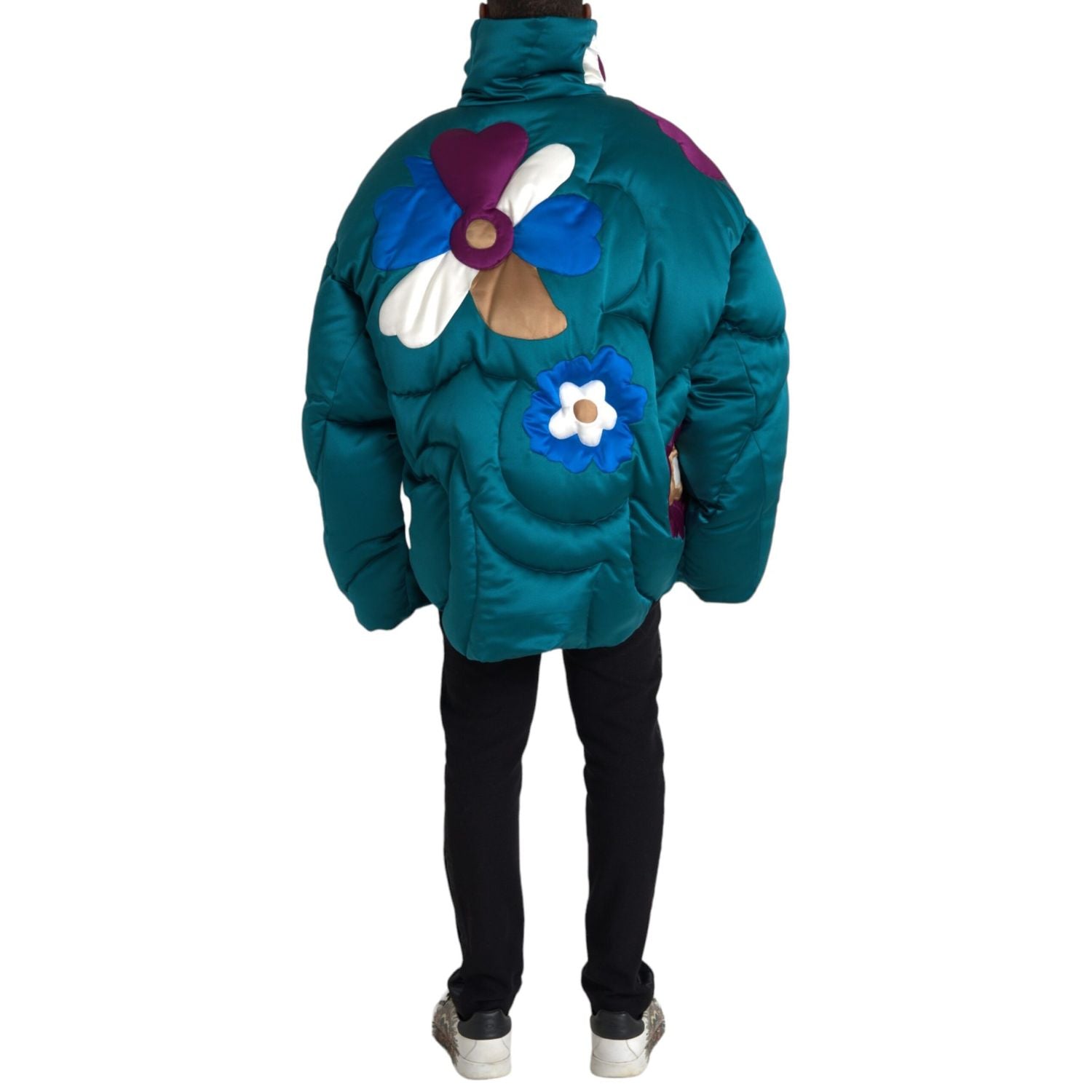 Dolce & Gabbana Multicolor Floral Windbreaker Puffer Jacket