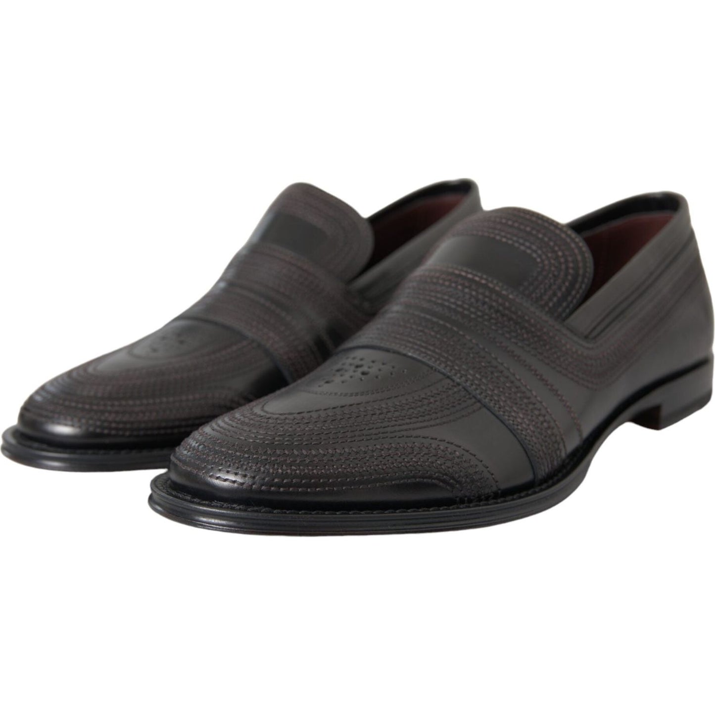 Dolce & Gabbana Black Brown Leather Loafer Men Dress Shoes MV5678-39