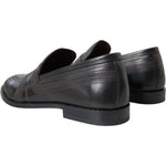 Dolce & Gabbana Black Brown Leather Loafer Men Dress Shoes MV5678-39