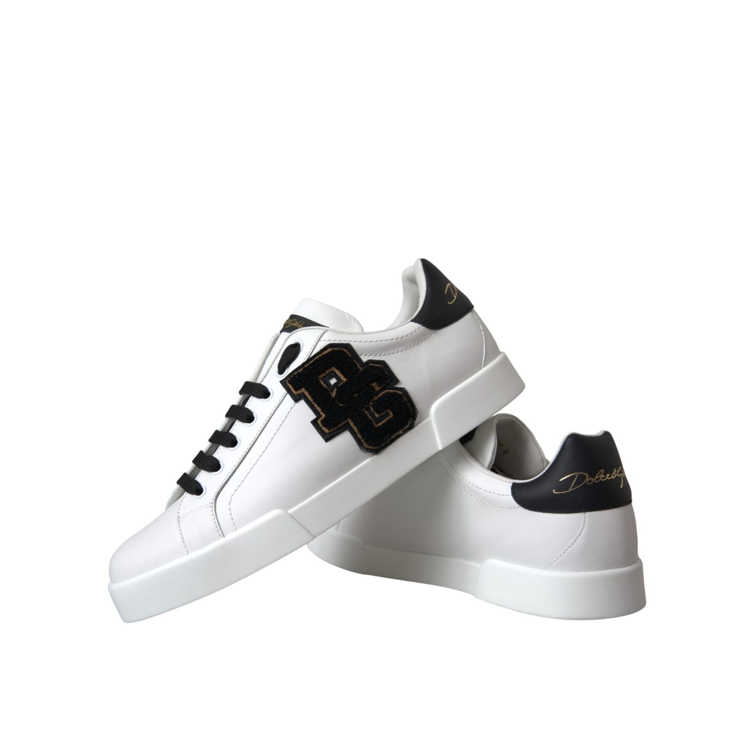 Dolce & Gabbana White Leather DG Logo Casual Low Top Sneakers Shoes