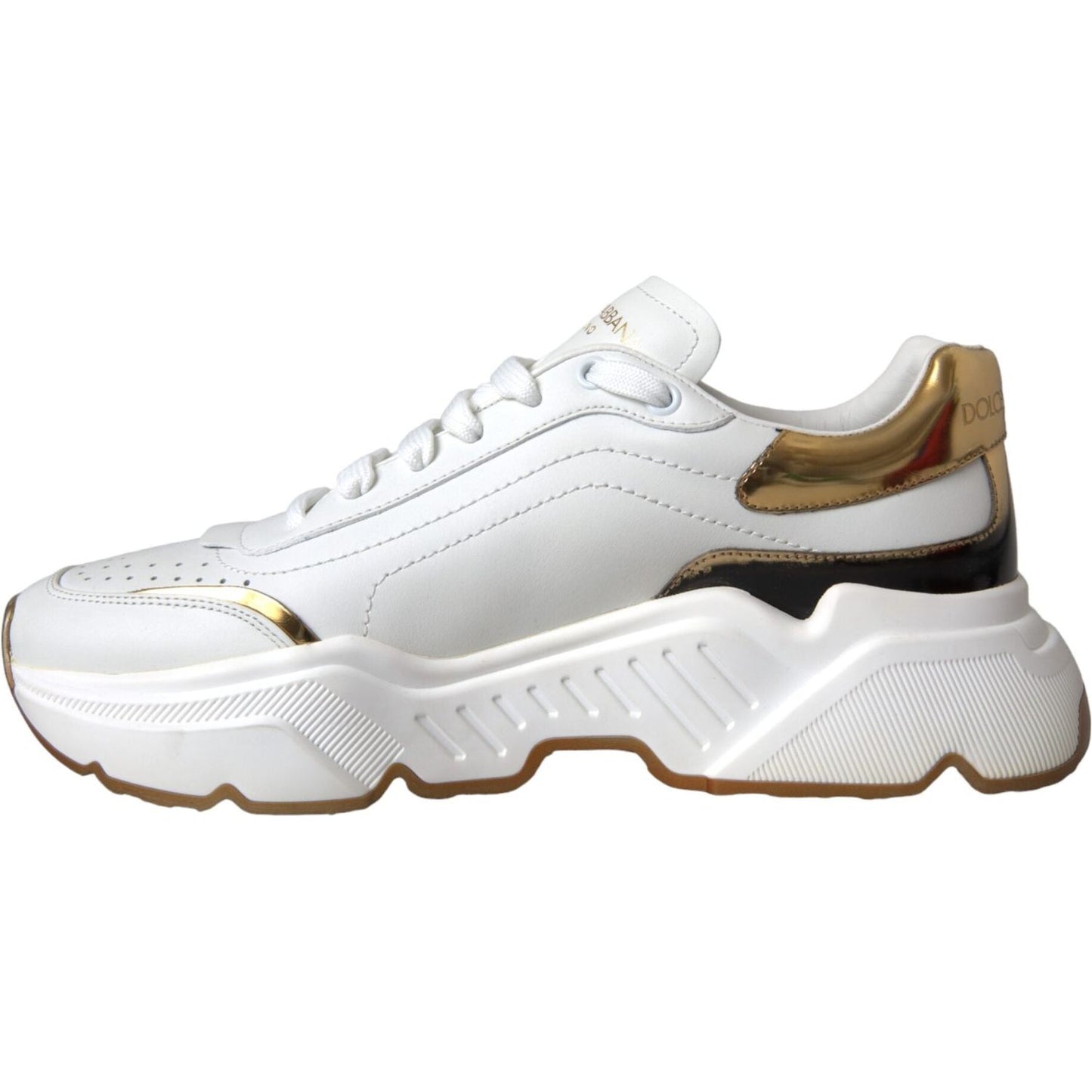Dolce & Gabbana White Gold DAYMASTER Leather Sneakers Men Shoes MV5712-41.5