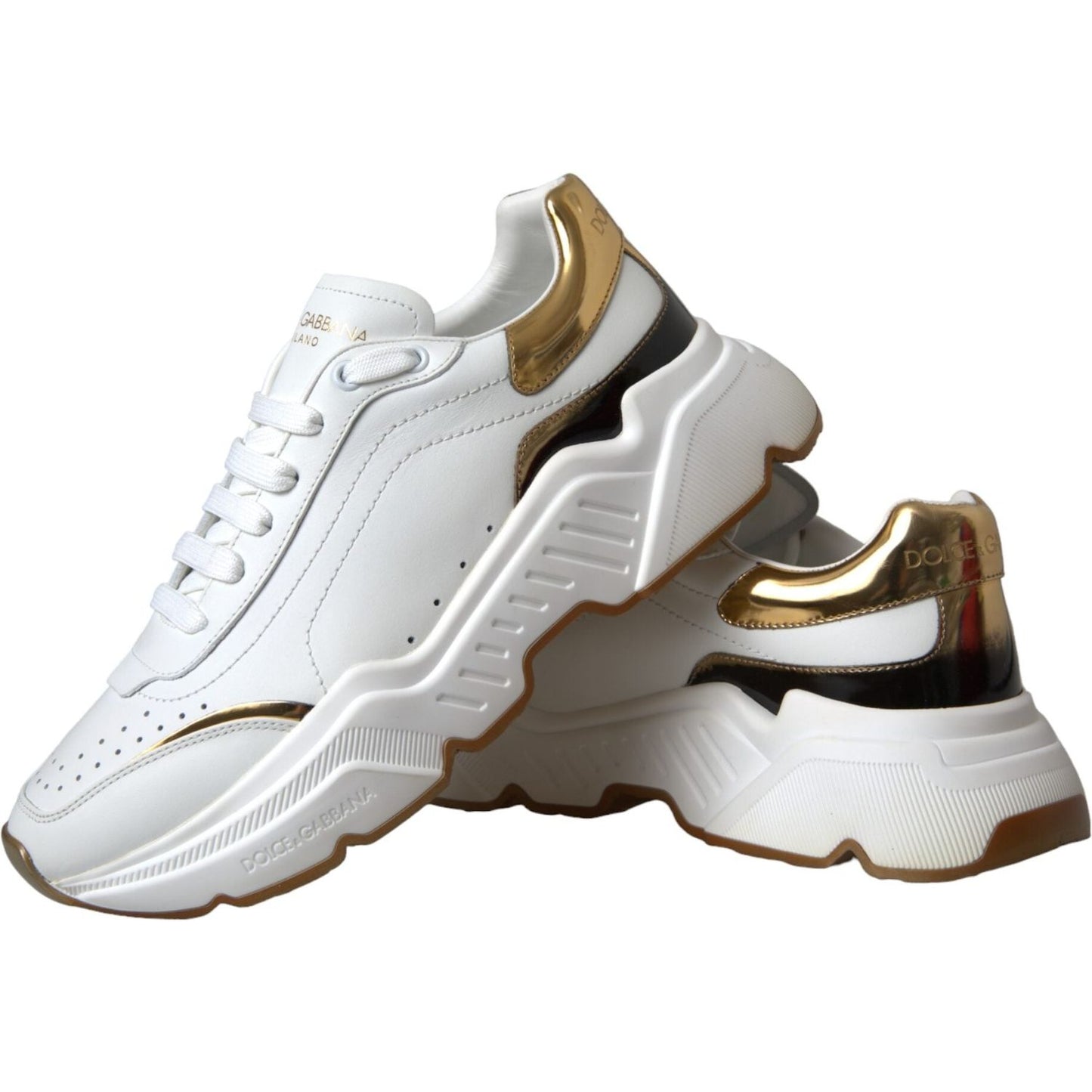 Dolce & Gabbana White Gold DAYMASTER Leather Sneakers Men Shoes MV5712-41.5