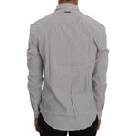 Frankie Morello Chic Blue Checkered Casual Shirt Frankie Morello Dark Gray