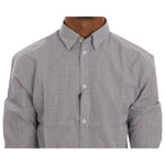 Frankie Morello Chic Blue Checkered Casual Shirt Frankie Morello Light Slate Gray