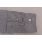 Frankie Morello Chic Blue Checkered Casual Shirt Frankie Morello Rosy Brown