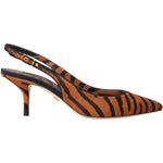 Dolce & Gabbana Black Orange Zebra Leather Slingbacks Shoes LA11133-35