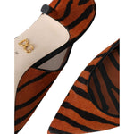 Dolce & Gabbana Black Orange Zebra Leather Slingbacks Shoes LA11133-35
