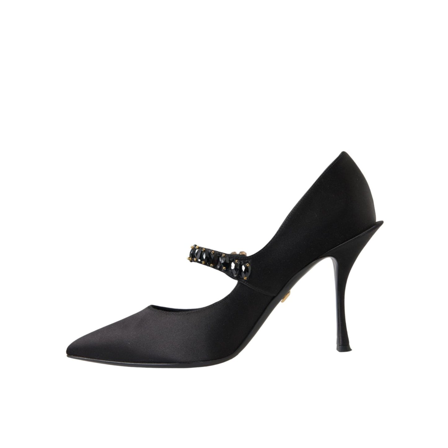Dolce & Gabbana Black Mary Jane Crystal Heels Pumps Shoes