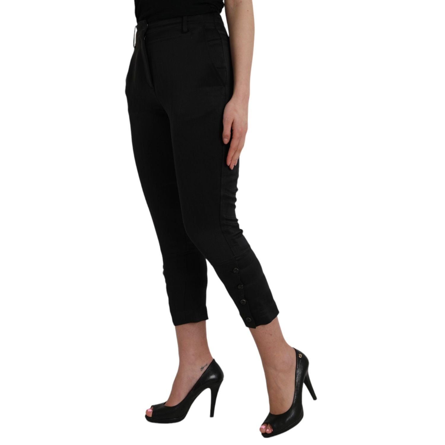 Ermanno Scervino Black High Waist Capri Cropped Pants