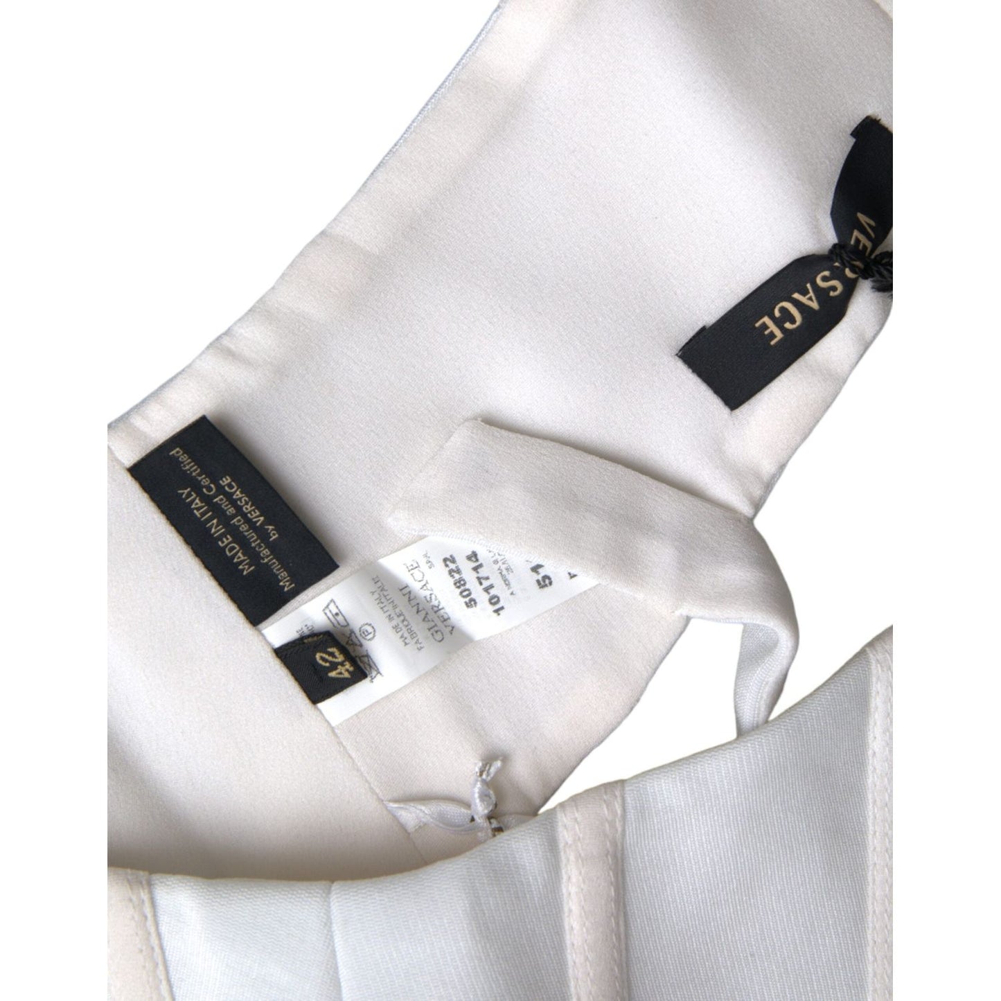 Versace White Viscose Bustier Sleeveless Cropped Top