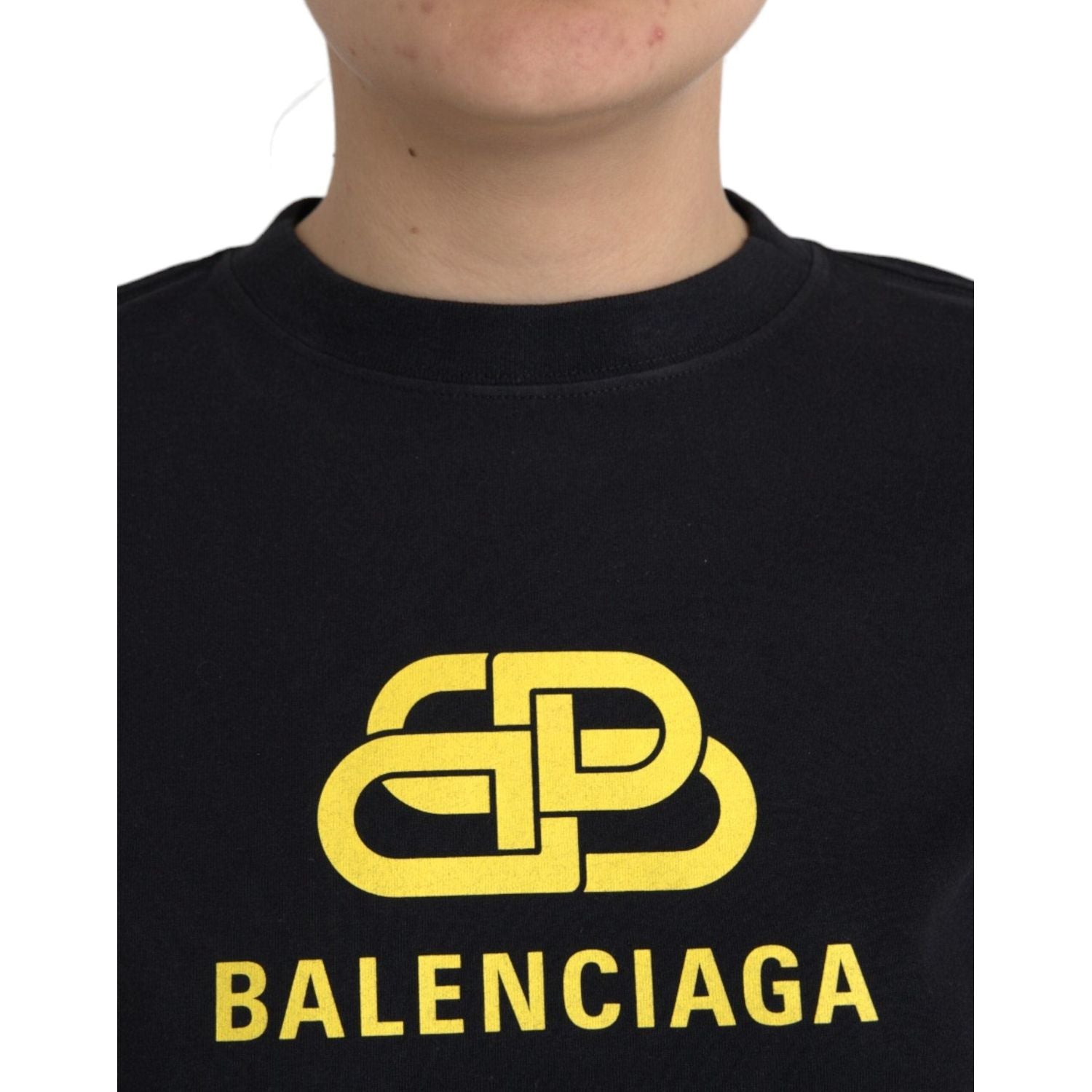Balenciaga Black Cotton Logo Crew Neck Short Sleeves T-shirt