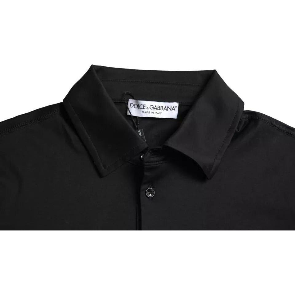 Dolce & Gabbana Black Logo Cotton Collared Polo Top T-shirt TSH851951-50