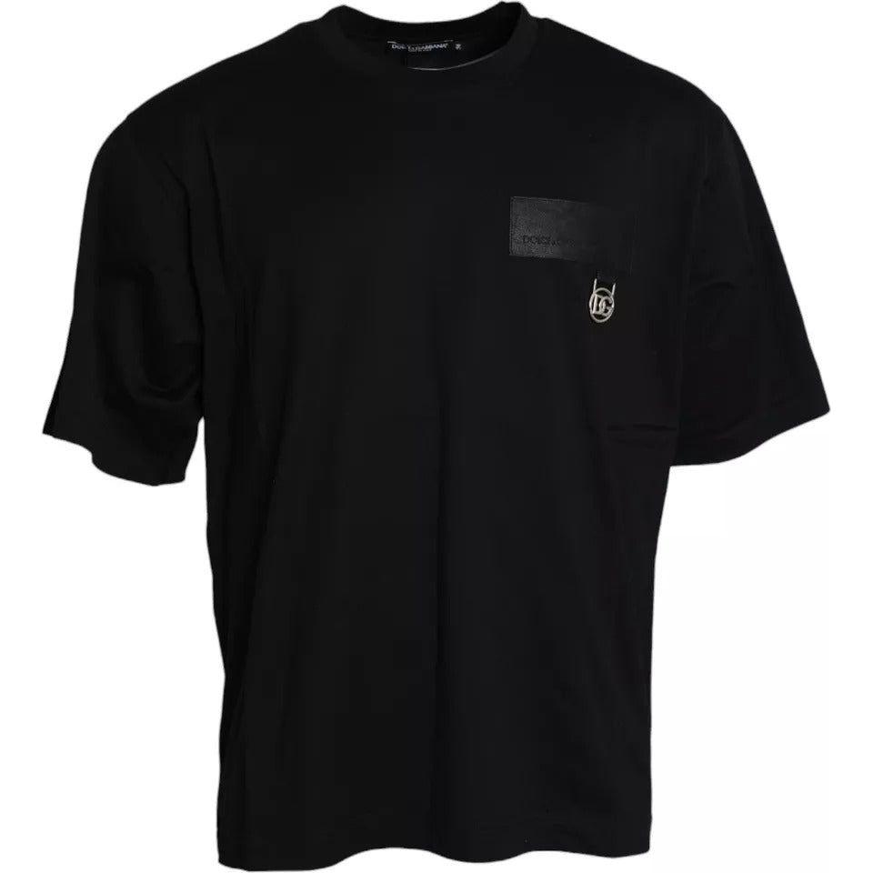 Dolce & Gabbana Black Logo Patch Cotton Crew Neck T-shirt TSH851976-56