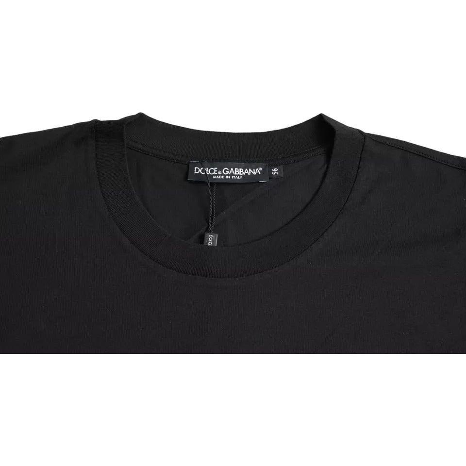 Dolce & Gabbana Black Logo Patch Cotton Crew Neck T-shirt TSH851976-56