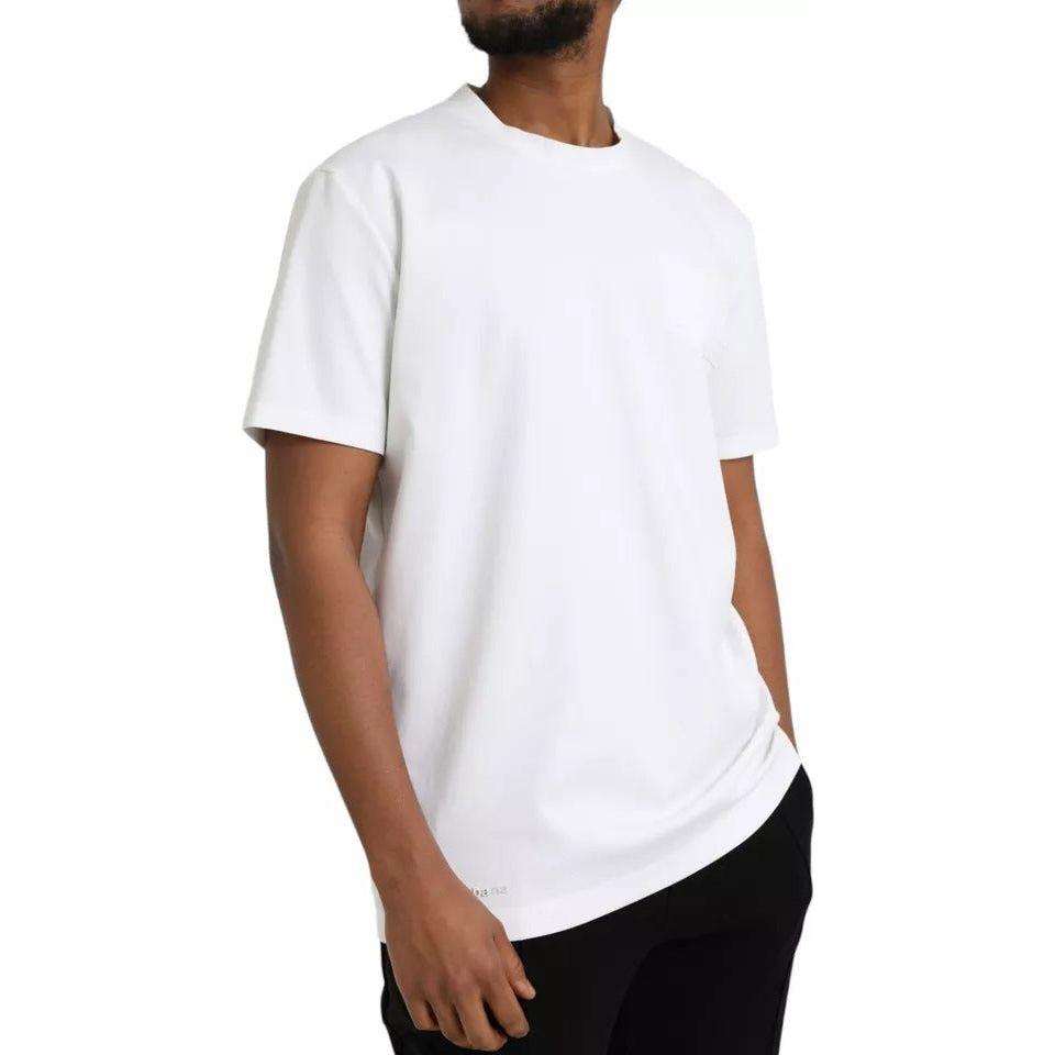 Dolce & Gabbana White Logo Embossed Cotton Crewneck T-shirt
