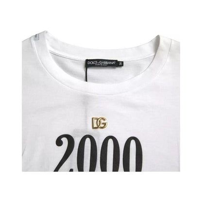 Dolce & Gabbana White Slogan Print Lacing Detailed T-shirt