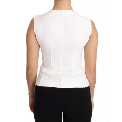 Dolce & Gabbana White Striped Cotton Sleeveless Top T-shirt
