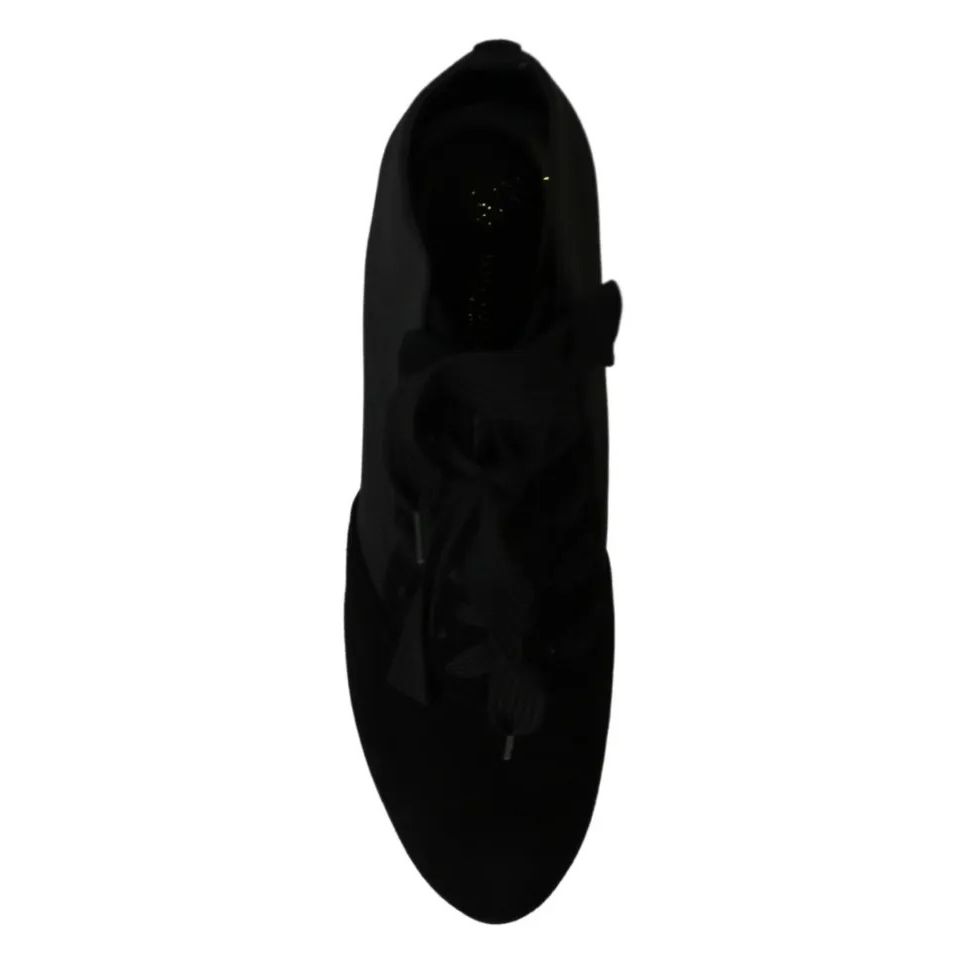 Dolce & Gabbana Black Suede Stretch Ankle Boots Booties Shoes