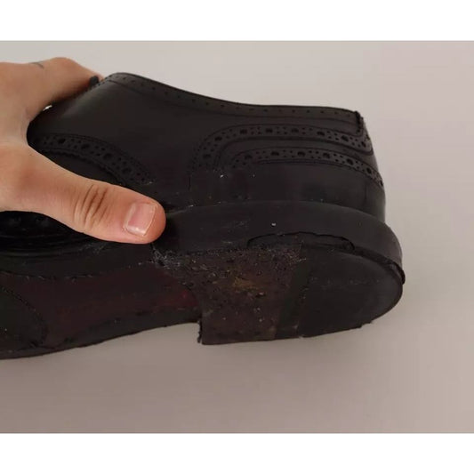 Dolce & Gabbana Black Leather Brogue Oxford Dress Shoes