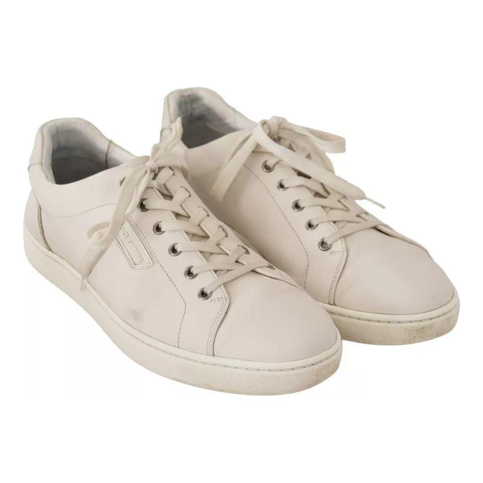 Dolce & Gabbana White Casual Leather Logo Men Sneakers Shoes MV4725-44.5