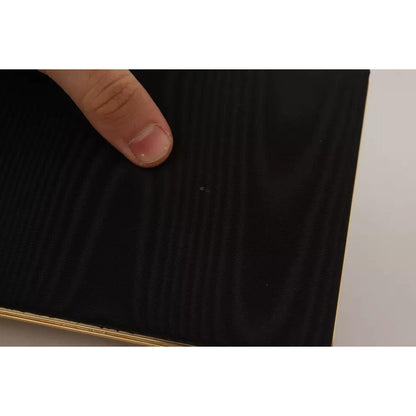 Dolce & Gabbana Black Silk Gold Frame Clutch Evening Party Purse Bag