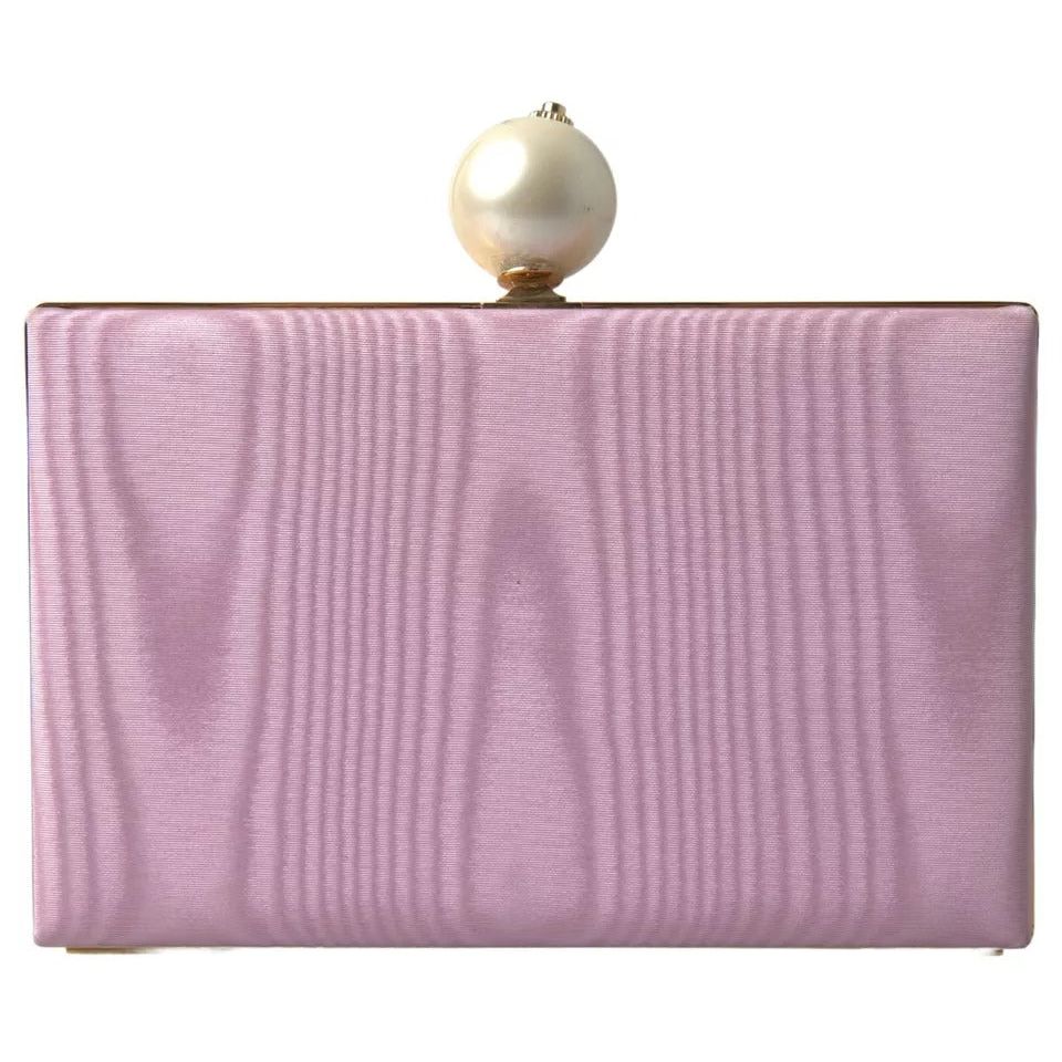 Dolce & Gabbana Pink Silk Gold Frame Clutch Evening Party Purse Bag BAG1037