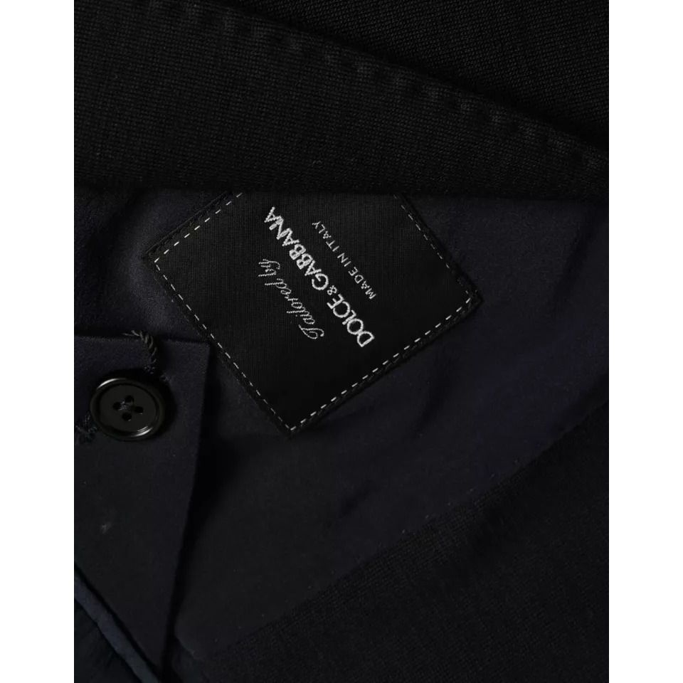 Dolce & Gabbana Blue Wool Notch Single Breasted Coat Blazer