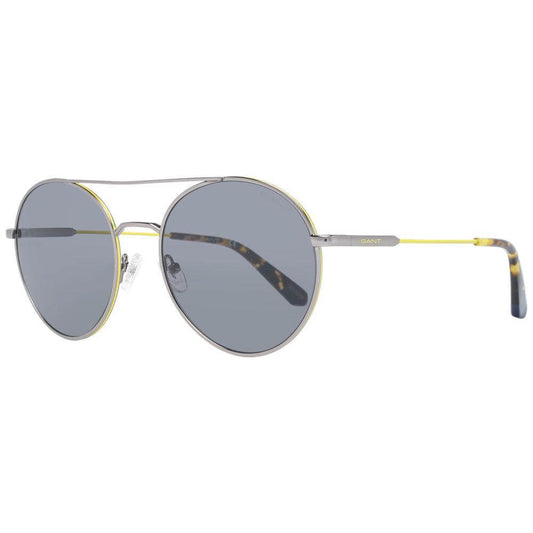 Gant gunmetal men's sunglasses, oval metal frame with grey plastic lenses, 100% UVA & UVB protection, includes branded case.