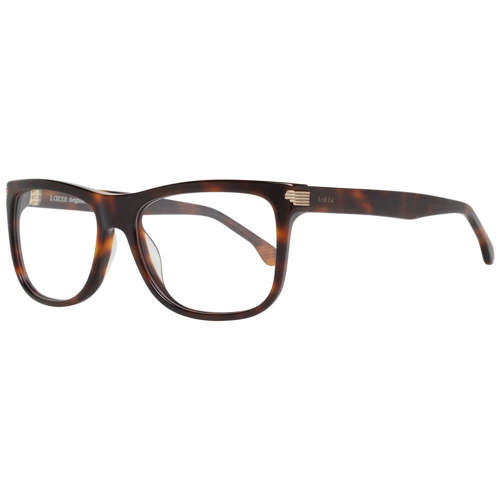 Lozza Brown Men Glasses Frame with plastic full-rim, size 54-17-140, featuring a brown color and branded case included.