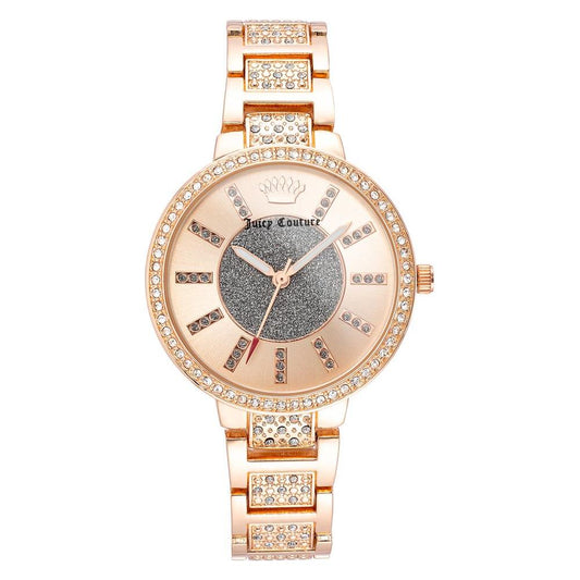 Juicy Couture Rose Gold Women's Watch with Rhinestone Accents, Metal Band, Fashion Style, Analog Display, Jewelry Clasp