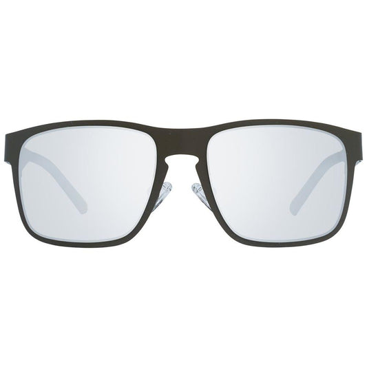 Guess gray men's sunglasses with metal full-rim frame and UV protection, featuring rectangle lenses and modern style.