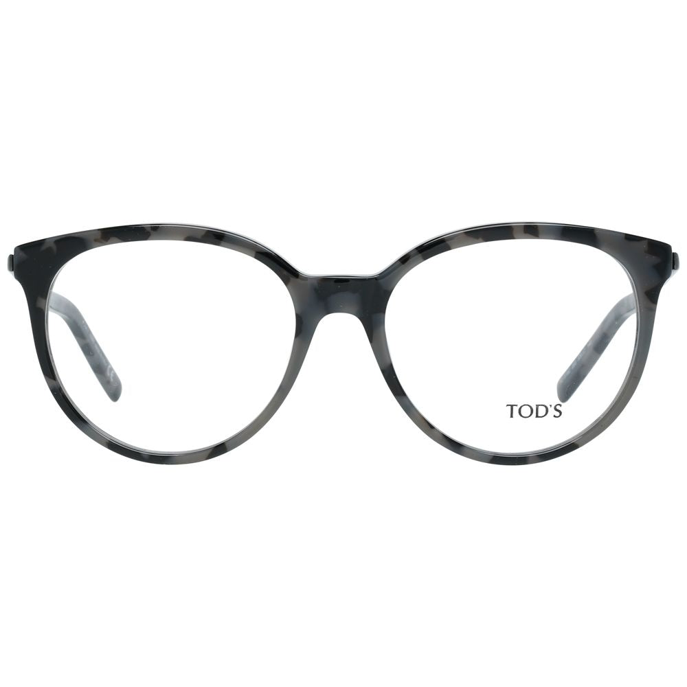 Tod's Gray Plastic Glasses (Frames), women's full-rim round eyeglasses with grey plastic frames, perfect for stylish eyewear.