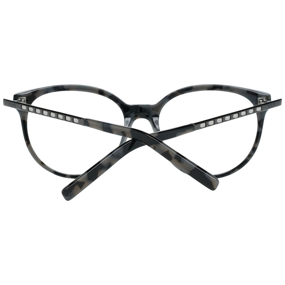 Front view of Tod's Gray Plastic Glasses (Frames) for women, featuring full-rim round design, grey color, size 53-17-140.