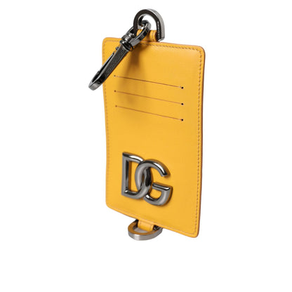 Dolce & Gabbana Orange Calf Leather Credit Card Holder Clip On Wallet