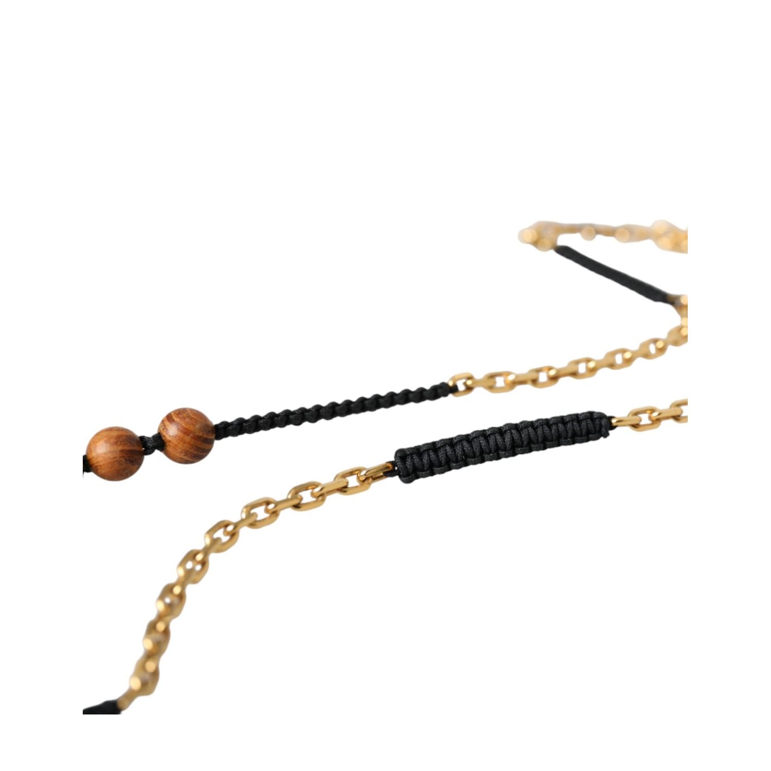Dolce & Gabbana Black Gold Wooden Beaded Logo Pendant