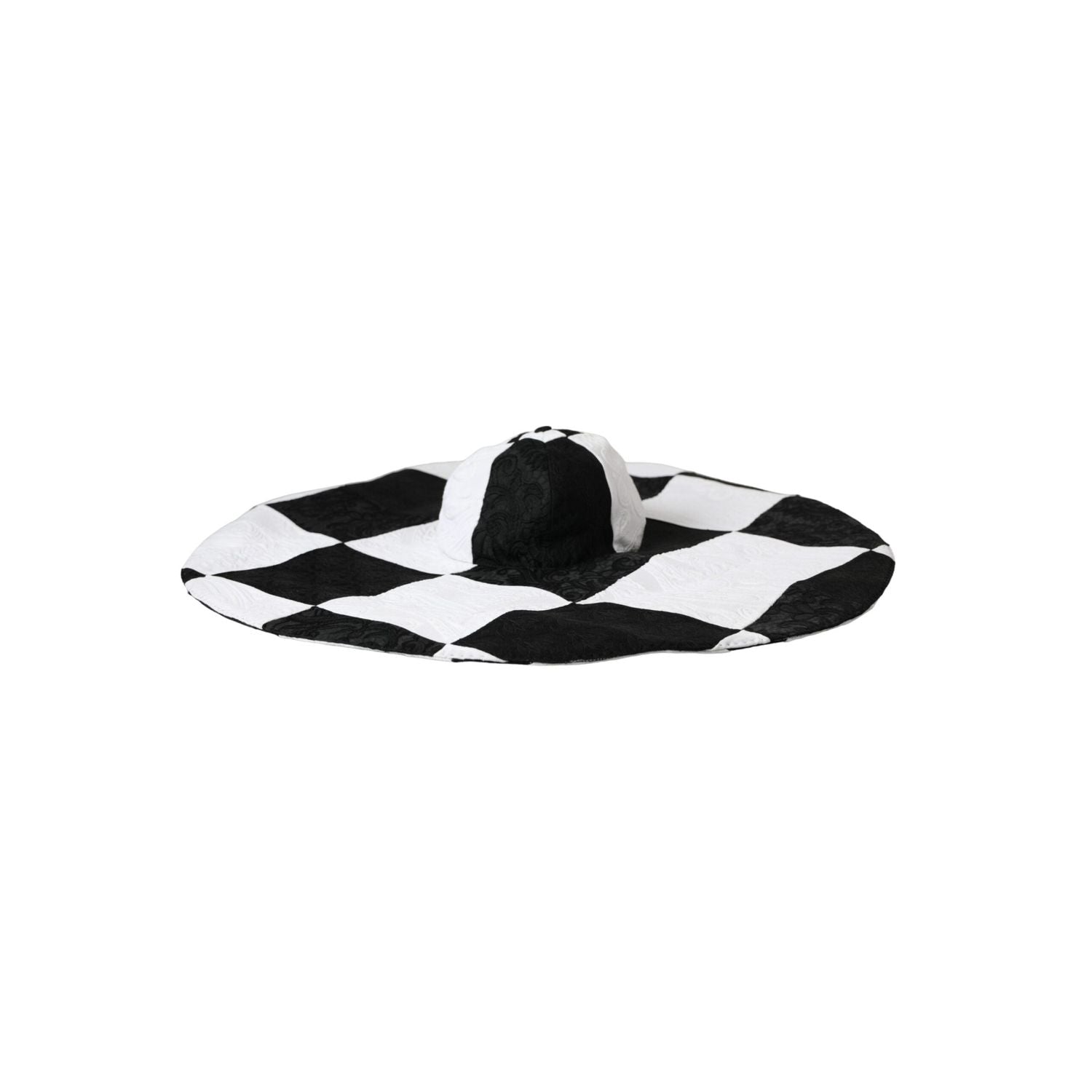 Dolce & Gabbana Black White Checkered Wide Brim Floppy Hat