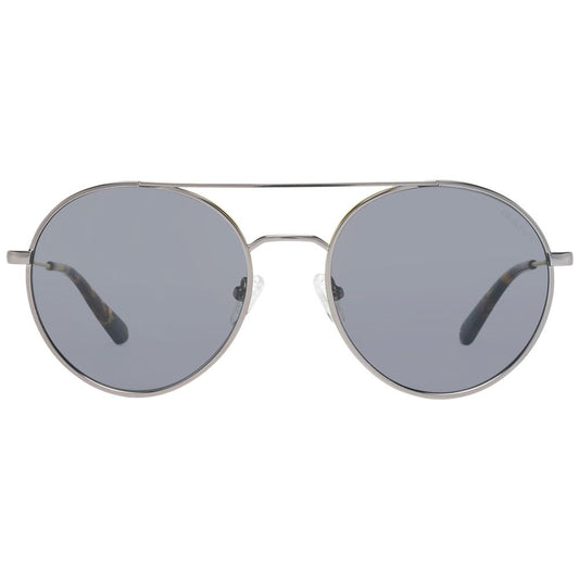 Gant Gray Round Sunglasses for Men, Gunmetal Frame, Grey Plastic Lenses, Full-Rim Metal Design, 100% UVA & UVB Protection