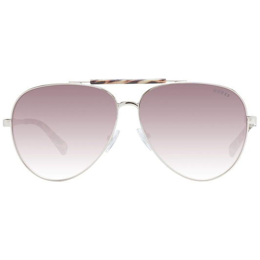Guess brown unisex aviator sunglasses with full-rim metal frame and gradient lenses, includes branded case, UVA & UVB protection.