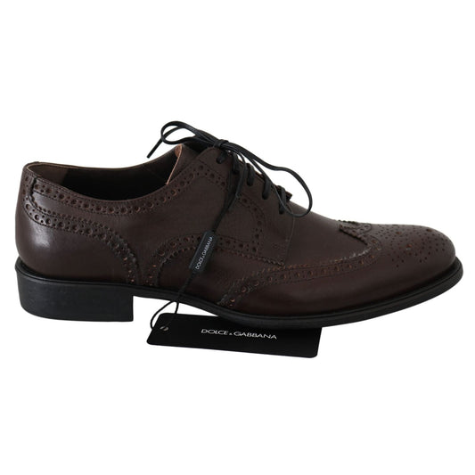 Dolce & Gabbana Brown Leather Brogue Derby Dress Shoes MV2469-44.5