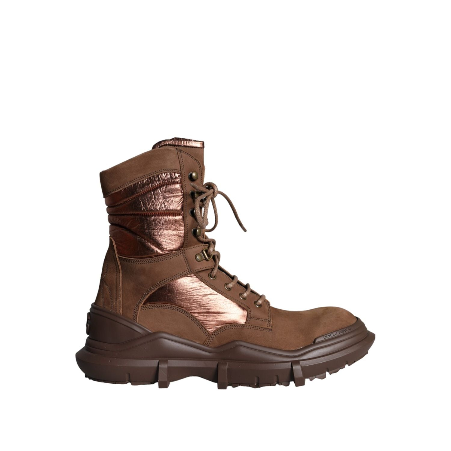 Dolce & Gabbana Brown Suede Leather Military Combat Men Boots Shoes