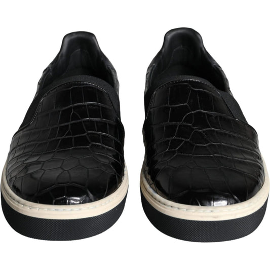 Dolce & Gabbana Black Leather Loafers Slippers Casual Shoes MV5919-39