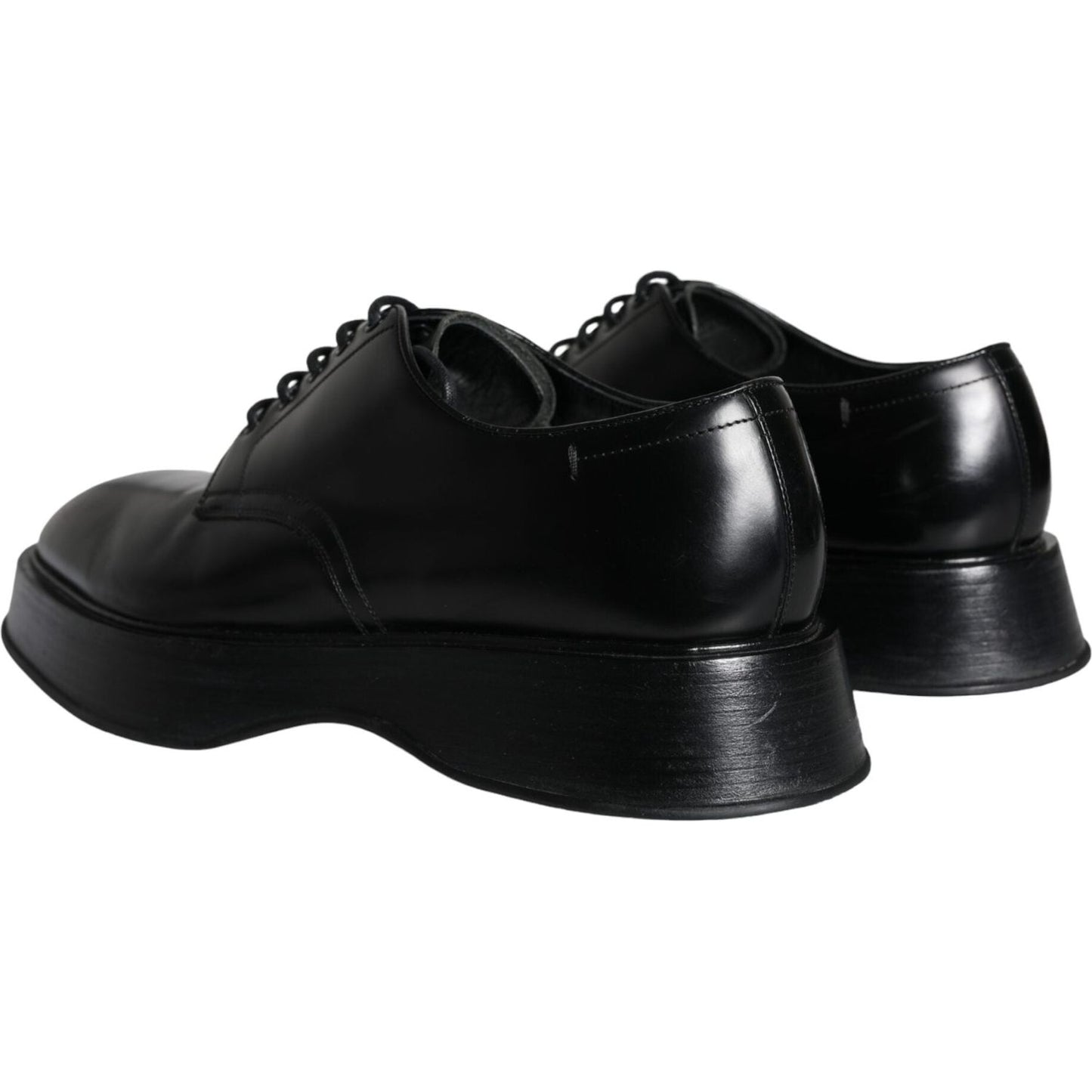 Dolce & Gabbana Black Calf Leather Derby Formal Dress Shoes MV6026-45