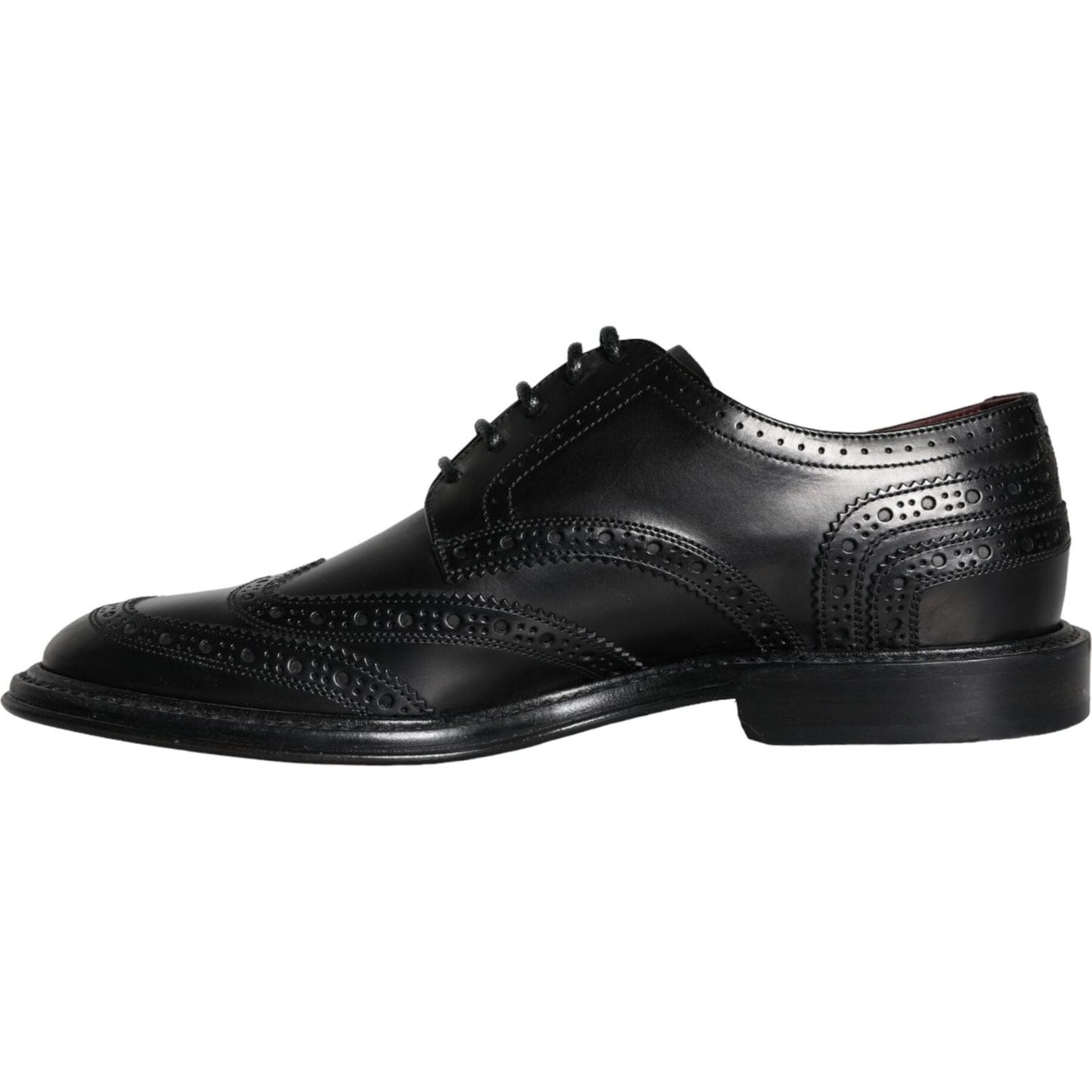 Dolce & Gabbana Black Leather Oxford Wingtip Formal Men Shoes