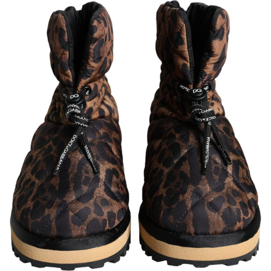Dolce & Gabbana Brown Leopard Ankle Boots Padded Shoes MV6120-44