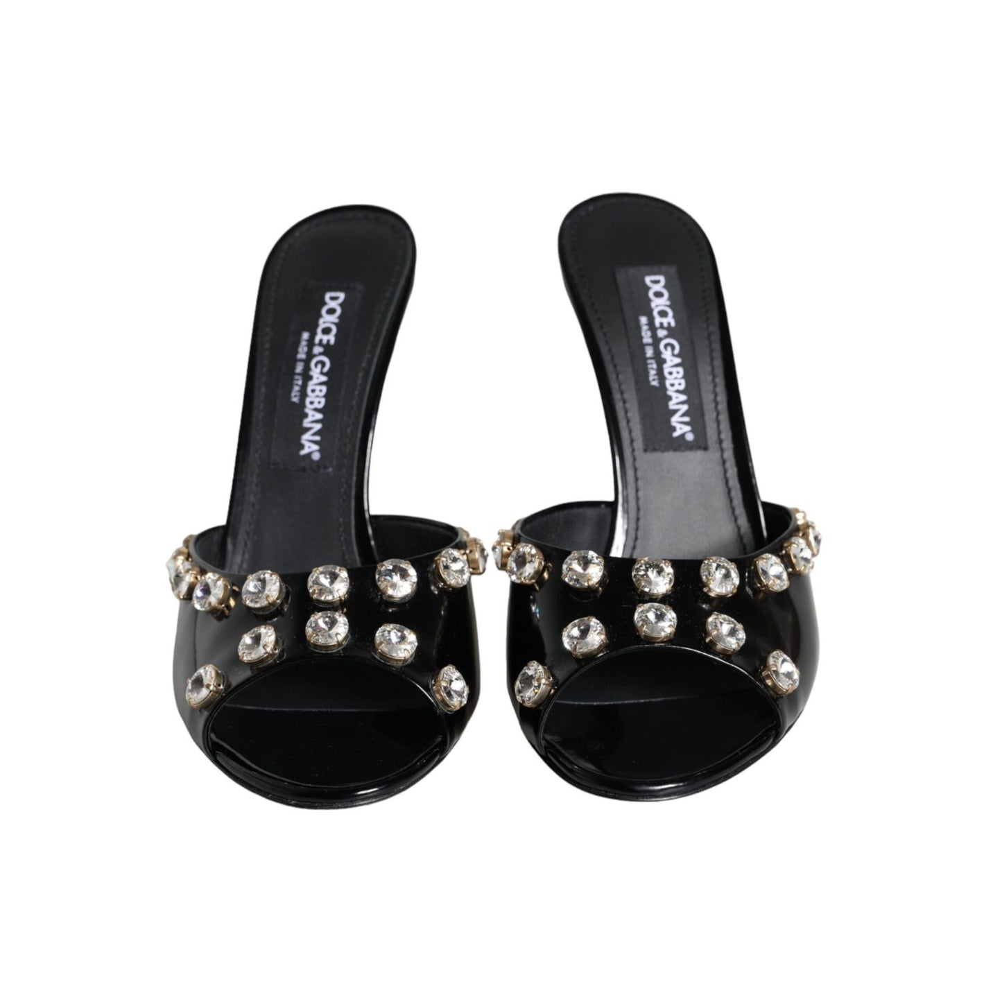 Dolce & Gabbana Black Crystal Heels Keira Sandals Shoes