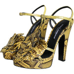 Dolce & Gabbana Yellow Exotic Leather Ankle Strap Heels Sandals Shoes LA11322-39