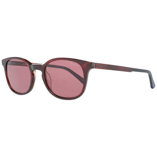 Gant brown men's sunglasses with burgundy lenses, square full-rim plastic frame, 100% UVA & UVB protection.
