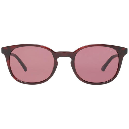 Gant brown full-rim square men's sunglasses with burgundy lenses, plastic frame, 100% UVA & UVB protection, size 51-21-145.