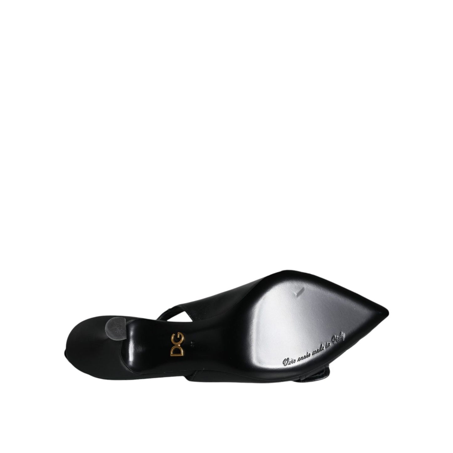 Dolce & Gabbana Black Devotion Leather Heels Slingback Shoes