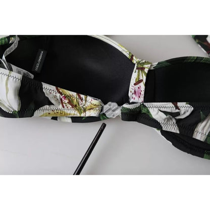 Dolce & Gabbana Black Lily Halter Swimwear Beachwear Bikini Top